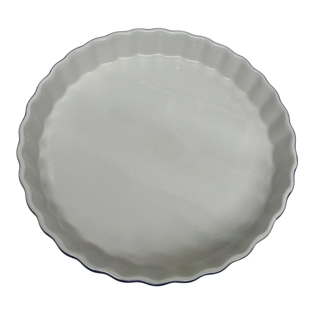 Quiche Pie Tart Baking Plate Ceramic Navy Fluted 10.25